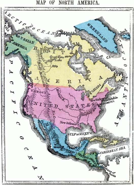 MAP OF NORTH AMERICA. Flat map of North America.