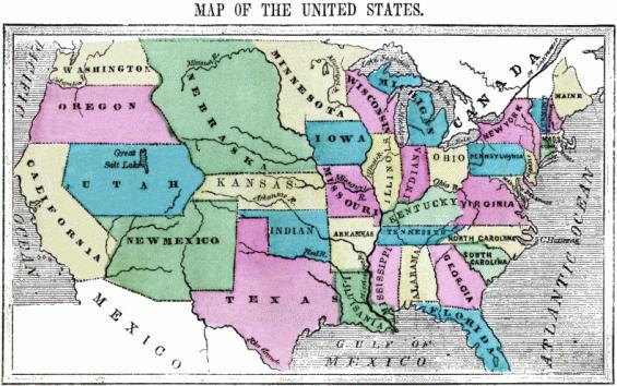 MAP OF THE UNITED STATES. Flat map of the United States.