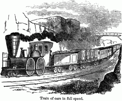 Train of cars in full speed. A long train moving through a canyon.