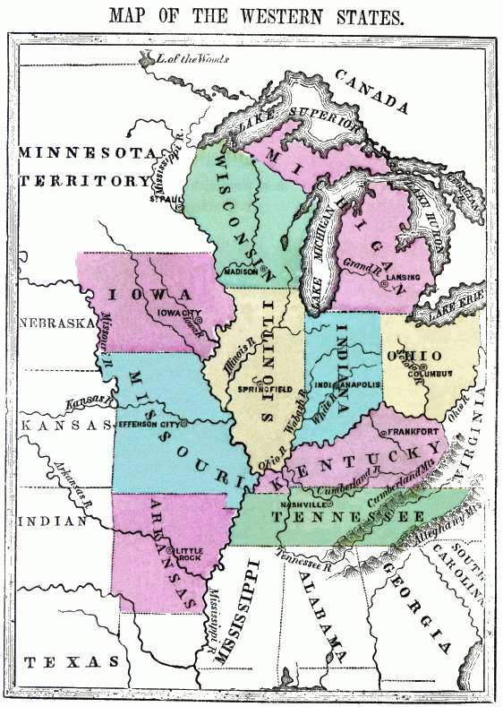MAP OF THE WESTERN STATES. Flat map of the Western United States.