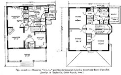 Figs. 10 and 11.—House for 'Mrs. L.,' anywhere in temperate America, to cost only $3000 if possible. (Josselyn & Taylor Co., Cedar Rapids, Iowa).