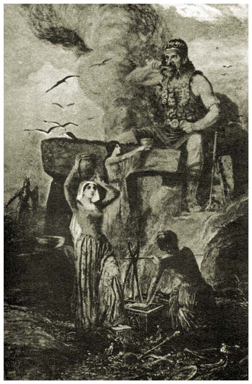 The giant sat at supper, gnawing on a limb of a man, and baking his huge frame by the fire. The giant sat at supper, gnawing on a limb of a man, and baking his huge frame by the fire.