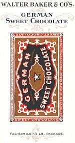 Walter Baker & Co's. German Sweet Chocolate Fac-simile 1/4 Lb. Package.