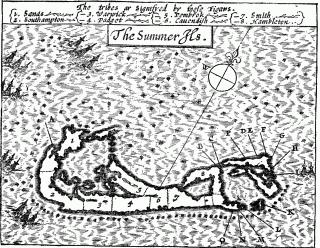 Fac-simile reproduction of a Map of Bermuda made in 1614 by Captain John Smith.