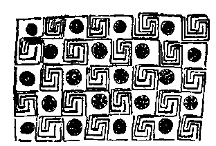 Fig 21.--Ceiling pattern from behind, Medinet Habû, Twentieth Dynasty. 