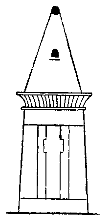 Fig 148.--Theban tomb, with pyramidion, from scene in a tomb at Sheikh Abd el Gûrneh. 