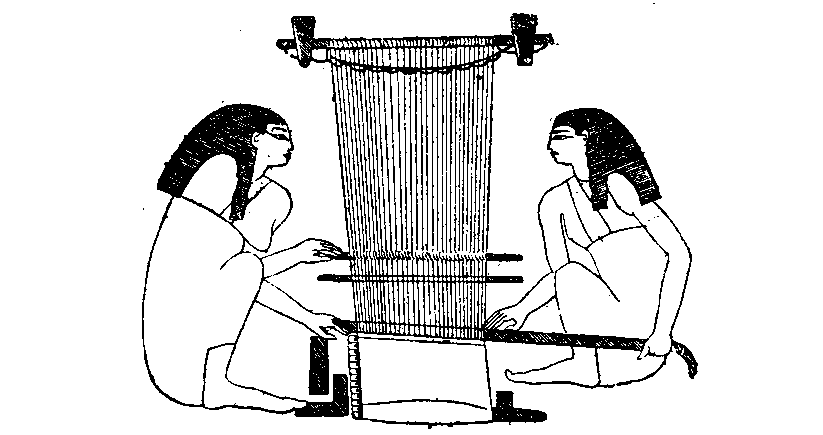 Fig 271.--Women weaving. From wall-scene in tomb of Khnûmhotep, Beni Hasan, Twelfth Dynasty.