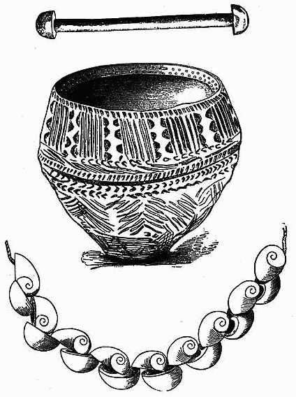 URN AND ITS CONTENTS FOUND IN A CROMLECH IN THE PHOENIX PARK, DUBLIN.