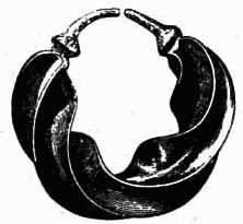 GOLD EAR-RING, TORQUE PATTERN, FROM THE COLLECTION OF THE R.I.A., FOUND AT CASTLEREA, CO. ROSCOMMON.