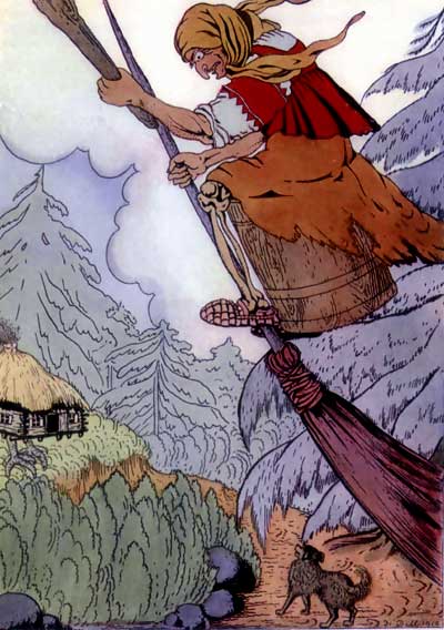 There she was, beating with the pestle and sweeping with the besom. There she was, beating with the pestle and sweeping with the besom.