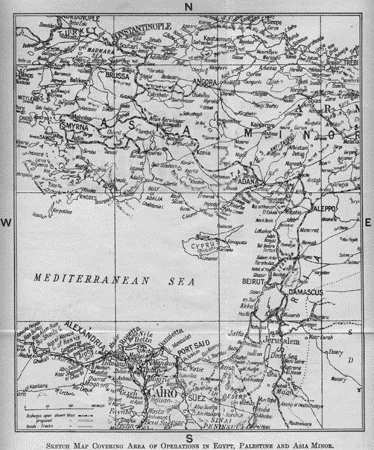 Sketch Map Covering Area of Operation in Egypt, Palestine and Asia Minor