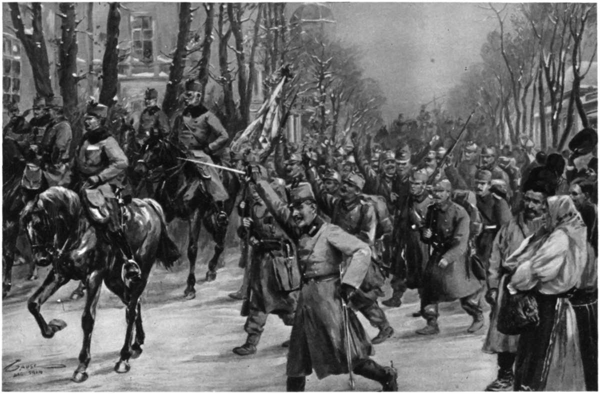 AT FRANCIS JOSEPH'S FEET FOR LESS THAN A FORTNIGHT: BELGRADE (SINCE RETAKEN BY THE SERBIANS) ENTERED BY THE AUSTRIANS.