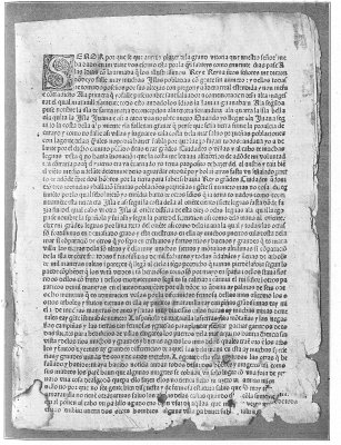Facsimile of the first page of the folio (first) edition of the Spanish text of Columbus's letter to Santangel, describing his first voyage, dated February 15, 1493. From the original (unique) in the New York Public Library (Lenox Building).