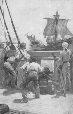 The Madras beats off two French privateers