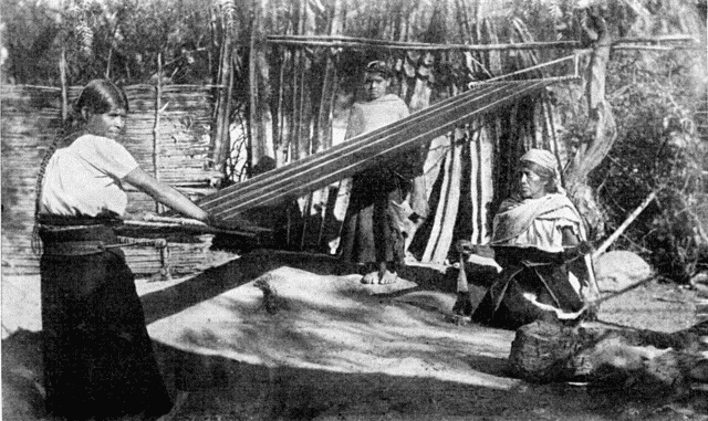 INDIAN SPINNING AND WEAVING. Illustration: INDIAN SPINNING AND WEAVING.