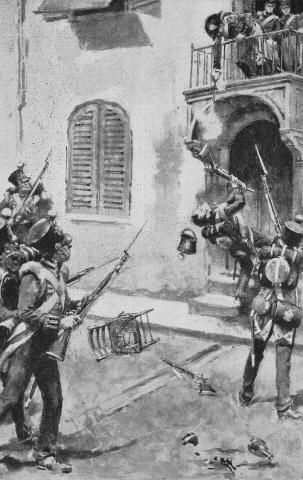 Illustration: The man fell, with a sharp cry.