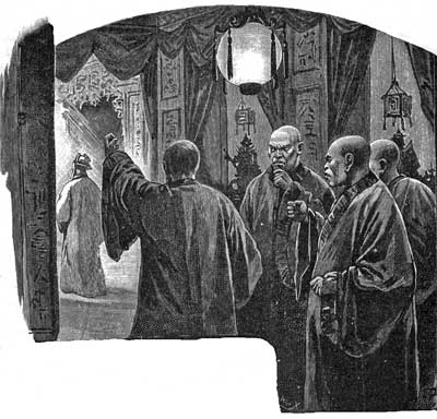 THEY RAISED THEIR HANDS THREATENINGLY AT HIS DISAPPEARING FORM.