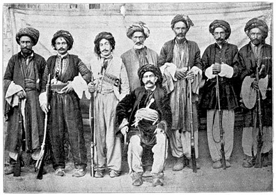 KURDISH CHIEF AND ATTENDANTS.