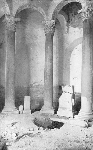 BETWEEN THE COLUMNS AN ALTAR HAS BEEN PLACED