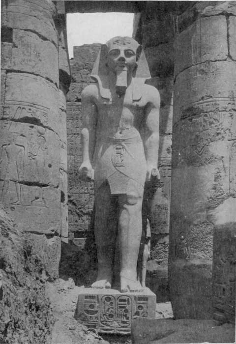 Plate 6  GRANITE STATUE OF RAMSES II. Page 75  Note the hieroglyphics on base of statue. Pages 68, 69