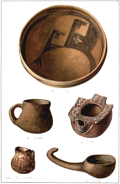 PL. CXII— PAINT POTS, BOWL, AND DIPPER FROM AWATOBI