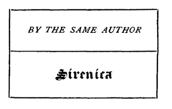 BY THE SAME AUTHOR Sirenica