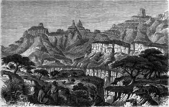 Charakter des Hochgebirges Awirr in Semién. Nach Originalzeichnung von E. Zander. Charakter des Hochgebirges Awirr in Semién