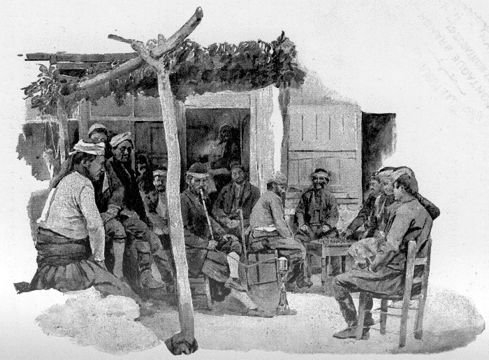 SCENE AT A GREEK INN. SCENE AT A GREEK INN.