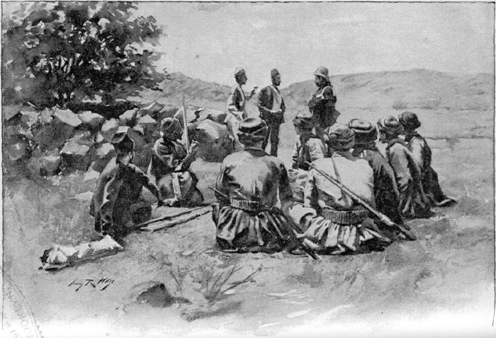 PARLEYING WITH THE KURDISH PARTY AT THE SPRING. PARLEYING WITH THE KURDISH PARTY AT THE SPRING.