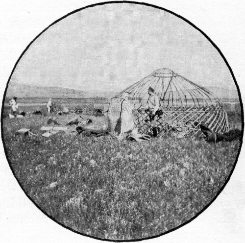 KIRGHIZ ERECTING KIBITKAS BY THE CHU RIVER. KIRGHIZ ERECTING KIBITKAS BY THE CHU RIVER.