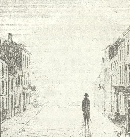 Sketch of man in old street