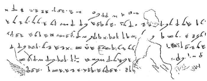 The Siloam Inscription (tracing from a squeeze, taken 15th July, 1881, by Lieuts. Conder and Mantell, R. E.). Illustration.