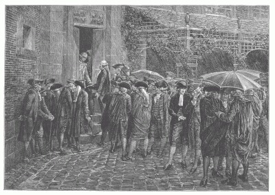 DEPUTIES OF THE THIRD ESTATE, WAITING AT THE DOOR OF THE SALLE DES SÉANCES, JUNE 23, 1789. From a painting by M. Melingue. DEPUTIES OF THE THIRD ESTATE, WAITING AT THE DOOR OF THE SALLE DES SÉANCES, JUNE 23, 1789. From a painting by M. Melingue.