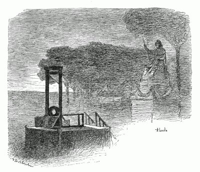 THE GUILLOTINE IN THE PLACE DE LA CONCORDE, FORMERLY THE PLACE DE LA REVOLUTION, WHERE LOUIS XVI WAS BEHEADED, JANUARY 21, 1793. THE GUILLOTINE IN THE PLACE DE LA CONCORDE, FORMERLY THE PLACE DE LA REVOLUTION, WHERE LOUIS XVI WAS BEHEADED, JANUARY 21, 1793.