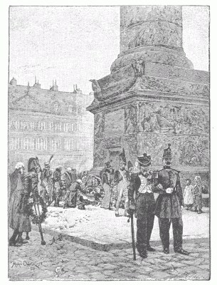 MEDALLISTS OF SAINTE-HÉLÈNE IN THE PLACE VENDOME. After the painting by Maurice Orange. The Médaille de Sainte-Hélène was, by a decree, in 1857, a special distinction awarded to all survivors of the wars of 1792 to 1815. MEDALLISTS OF SAINTE-HÉLÈNE IN THE PLACE VENDOME. After the painting by Maurice Orange. The Médaille de Sainte-Hélène was, by a decree, in 1857, a special distinction awarded to all survivors of the wars of 1792 to 1815.