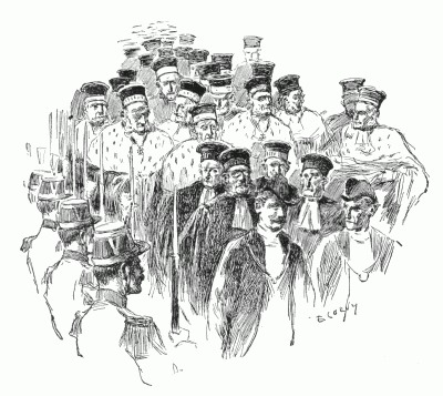 ANNUAL PROCESSION OF JUDGES, MAGISTRATES, ETC., ON THE OCCASION OF THE GRAND MASS, HELD AT THE BEGINNING OF THE JUDICIARY SEASON, IN THE SAINTE-CHAPELLE. After a drawing by E. Loévy. ANNUAL PROCESSION OF JUDGES, MAGISTRATES, ETC., ON THE OCCASION OF THE GRAND MASS, HELD AT THE BEGINNING OF THE JUDICIARY SEASON, IN THE SAINTE-CHAPELLE. After a drawing by E. Loévy.