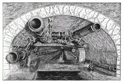 UNDERGROUND PARIS: ARCH OF THE GREAT SEWER, UNDER THE RUE ROYALE, CORNER OF THE RUE DE RIVOLI. After a drawing by A. Montader. UNDERGROUND PARIS: ARCH OF THE GREAT SEWER, UNDER THE RUE ROYALE, CORNER OF THE RUE DE RIVOLI. After a drawing by A. Montader.