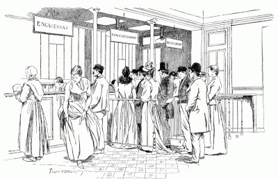 THE MONT-DE-PIÉTÉ: SCENE IN A BRANCH OFFICE OF THE GREAT MUNICIPAL PAWN-SHOP. After a drawing by Pierre Vidal. THE MONT-DE-PIÉTÉ: SCENE IN A BRANCH OFFICE OF THE GREAT MUNICIPAL PAWN-SHOP. After a drawing by Pierre Vidal.