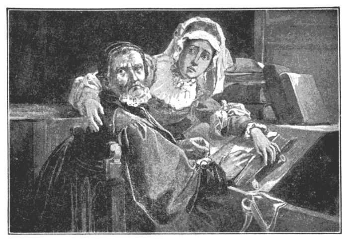 The Forbidden Book. "God's Holy Word was prized when 'twas unsafe to read it." Illustration.