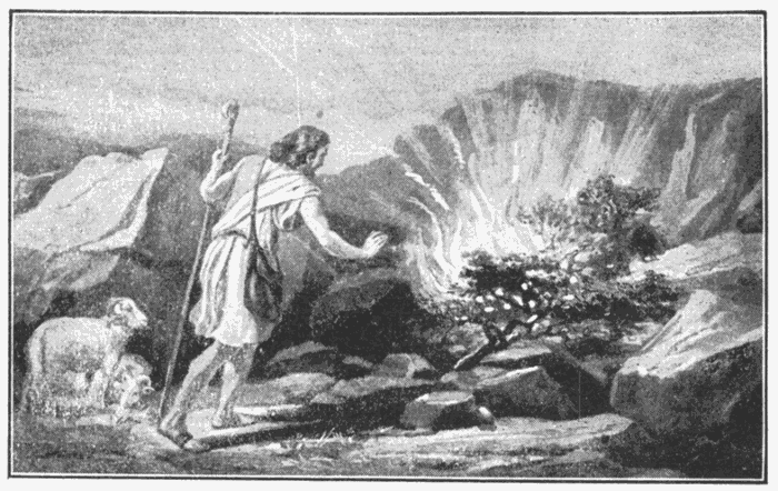 Moses At The Burning Bush. "The place whereon thou standest is holy ground." Ex. 3:5. Illustration.