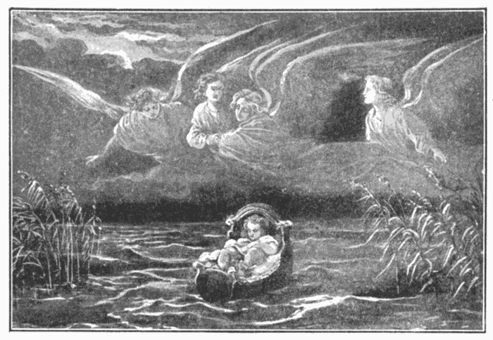 Moses On The Nile. "He shall give His angels charge over thee." Ps. 91:11. Illustration.