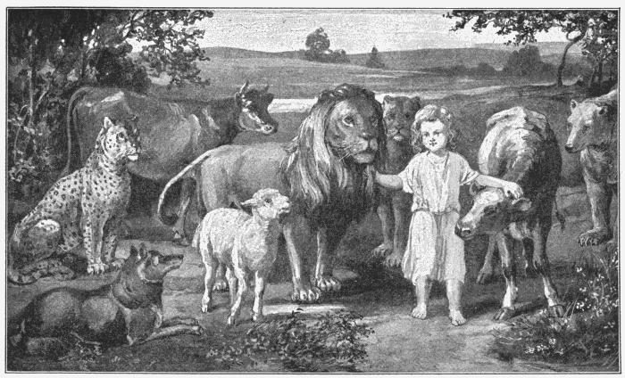 The Land Of Peace. "A little child shall lead them.... They shall not hurt nor destroy in all My holy mountain." Isa. 11:6-9. Illustration.