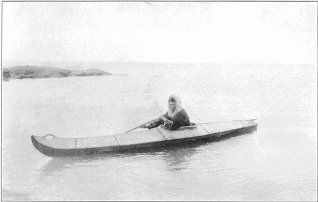 Copyright by E. A. Hegg, Juneau  Eskimo in Bidarka