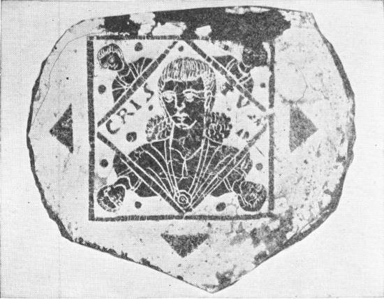EARLY IDEAL PORTRAIT, IN GILDED GLASS, OF JESUS CHRIST IN  WHICH THE TRADITIONAL BEARD IS NOT SHOWN