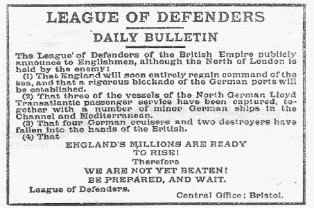 COPY OF THE "DAILY BULLETIN" OF THE LEAGUE OF DEFENDERS.