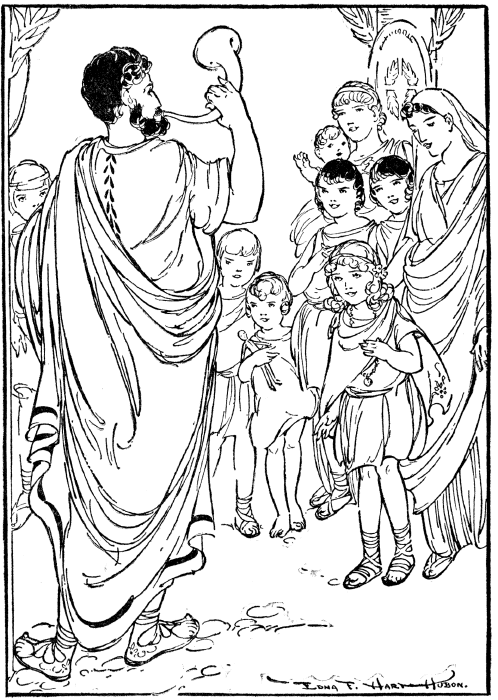 The people gathered in the public square. Illustration: The people gathered in the public square