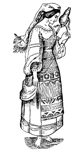 Aztec Girl Spinning. From Mendoza's Collection.