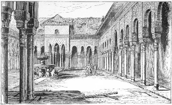 THE COURT OF THE LIONS IN THE ALHAMBRA.