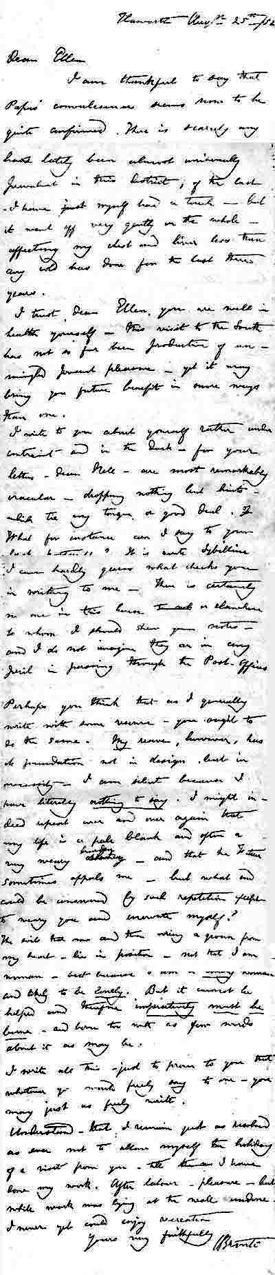 SIMILE LETTER OF CHARLOTTE BRONTË