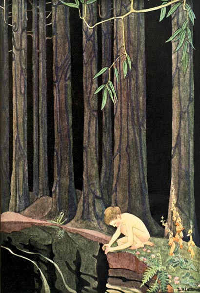 HOW STRANGE IT SEEMED WHEN, HOLDING ON TO A TWIG, HE BENT OVER AND SAW HIMSELF REFLECTED IN THAT BLACK MIRROR.